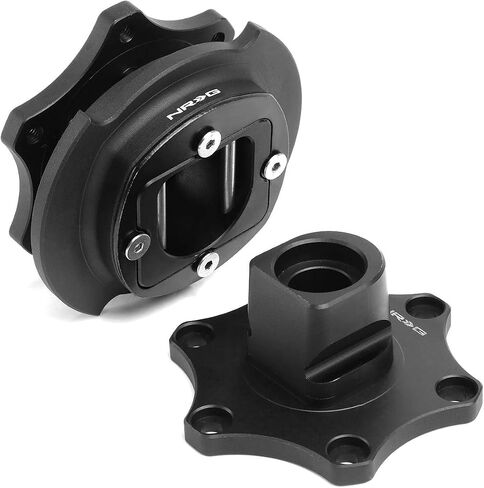 NRG Innovations NRG-SRK-R200BK-BK SRK-R200BK-BK SFI 42.1/6- Bolt Steering Wheel Quick Release Adapter, Black in Kuwait