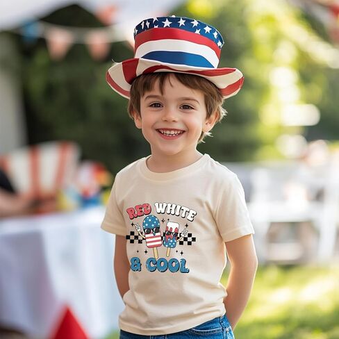 Kid 4th of July T-Shirts Boys Girls American Flag Shirt Patriotic Top Short Sleeve Tees 2-12 Years in Kuwait