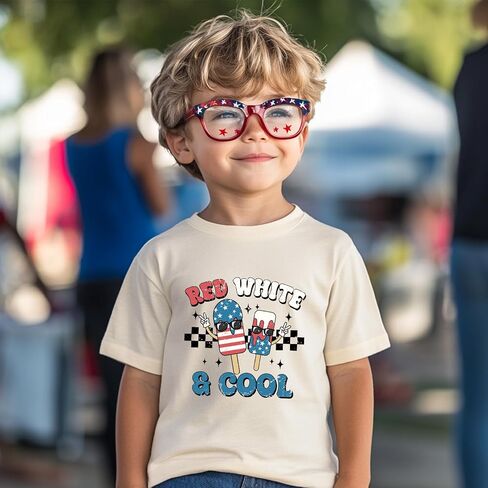 Kid 4th of July T-Shirts Boys Girls American Flag Shirt Patriotic Top Short Sleeve Tees 2-12 Years in Kuwait