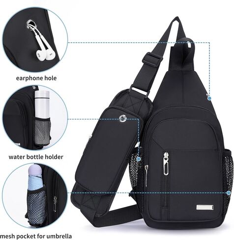 O-TBOST Waterproof Sling Bag Crossbody Backpack Unisex Chest Bags for Women Men Hiking Daypack Casual Lightweight Fanny Pack (black) in Saudi Arabia