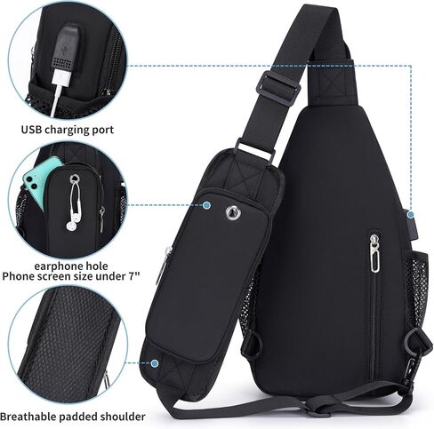 O-TBOST Waterproof Sling Bag Crossbody Backpack Unisex Chest Bags for Women Men Hiking Daypack Casual Lightweight Fanny Pack (black) in Saudi Arabia