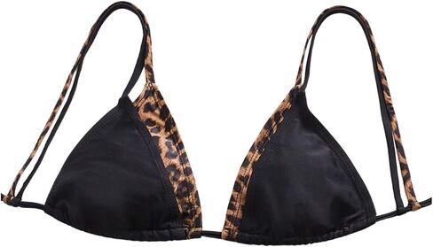 GORGLITTER Women's Cheetah Leopard Print Triangle Bikini Tops Cheeky Summer Bow Tie Swimsuits Color Block Bathing Suit Top in Saudi Arabia