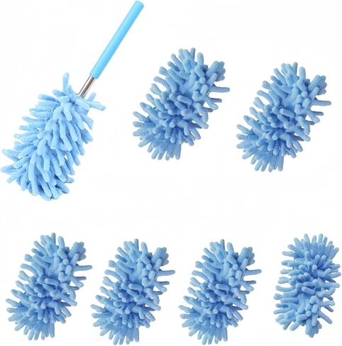 Microfiber Duster for Cleaning,6 Pcs Hand Washable Dusters with 11" to 29.5" Reachable Pole,Small Dusters for Cleaning Office Car Computer Furniture Sofa Ceiling Fan (Orange) in Saudi Arabia