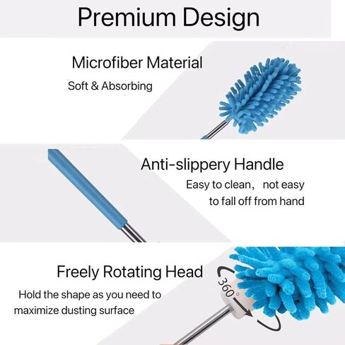 Microfiber Duster for Cleaning,6 Pcs Hand Washable Dusters with 11" to 29.5" Reachable Pole,Small Dusters for Cleaning Office Car Computer Furniture Sofa Ceiling Fan (Orange) in Saudi Arabia