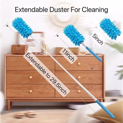 Microfiber Duster for Cleaning,6 Pcs Hand Washable Dusters with 11" to 29.5" Reachable Pole,Small Dusters for Cleaning Office Car Computer Furniture Sofa Ceiling Fan (Orange) in Saudi Arabia