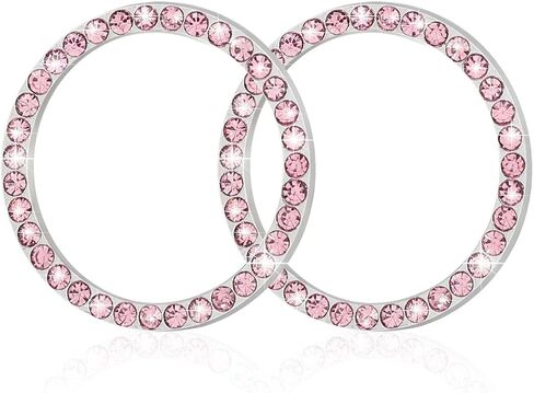 محرك Winka Start Start Button Cover Cover Pling Accessories for Car 2PCS Ignition Ring Caps Push Push Button Button Cap الداخلية الديكور Rhinestone Diamond Universal للسيارة (الوردي) in Kuwait