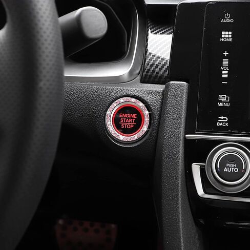 محرك Winka Start Start Button Cover Cover Pling Accessories for Car 2PCS Ignition Ring Caps Push Push Button Button Cap الداخلية الديكور Rhinestone Diamond Universal للسيارة (الوردي) in Kuwait
