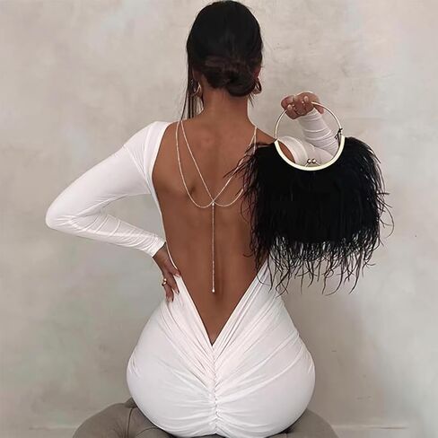 Eyraevor Layered Back Chain Necklace Wedding Bridal Gold-Toned Crystal Backdro Necklace Body Jewelry for Backless Dresses in Saudi Arabia
