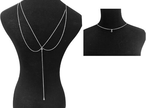 Eyraevor Layered Back Chain Necklace Wedding Bridal Gold-Toned Crystal Backdro Necklace Body Jewelry for Backless Dresses in Saudi Arabia