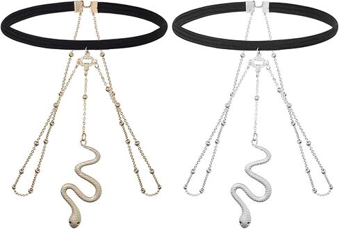 2Pcs Thigh Chain Gold Leg Chain Jewerly for Women Gold Snake Charm Thigh Bracelet Party Body Chain Jewelry in Saudi Arabia