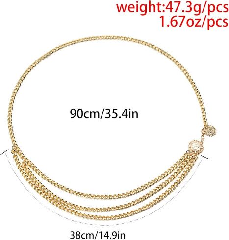 Multilayer Metal Chain Adjustable Multilayer Gold Waist Chain Vintage Body Jewelry for Women Boho Chic Layered Belt Yoga Party Clothing Accessories in Kuwait
