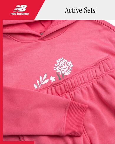 New Balance Girls' Active Shorts Set - Fleece Hoodie Sweatshirt and Sweat Shorts - Cute Spring Outfit Set for Girls (7-12) in Kuwait