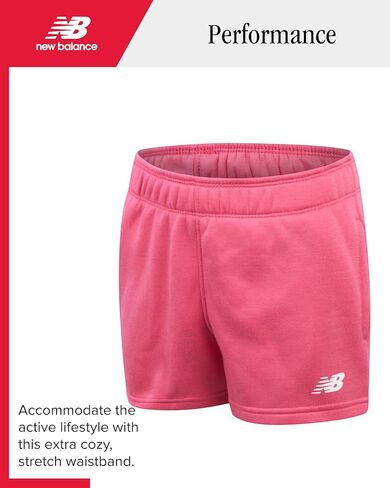 New Balance Girls' Active Shorts Set - Fleece Hoodie Sweatshirt and Sweat Shorts - Cute Spring Outfit Set for Girls (7-12) in Kuwait