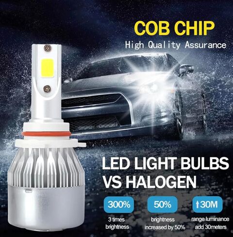 2PCS H8/H9/H11/9006/9005/H7/H4/H13/9007/9004 Car LED Light, 6000K 3800LM Super Bright High and Low Beam Bulb C6 LED Fog Light Headlight Bulb Replacement, Plug & Play, Car/trucks (9006/9012/HB4) in Kuwait