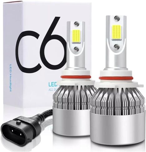 2PCS H8/H9/H11/9006/9005/H7/H4/H13/9007/9004 Car LED Light, 6000K 3800LM Super Bright High and Low Beam Bulb C6 LED Fog Light Headlight Bulb Replacement, Plug & Play, Car/trucks (9006/9012/HB4) in Kuwait