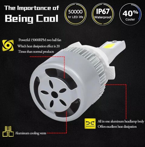 2PCS H8/H9/H11/9006/9005/H7/H4/H13/9007/9004 Car LED Light, 6000K 3800LM Super Bright High and Low Beam Bulb C6 LED Fog Light Headlight Bulb Replacement, Plug & Play, Car/trucks (9006/9012/HB4) in Kuwait