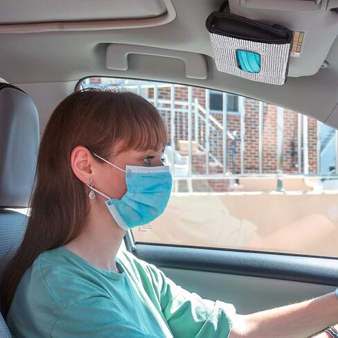 EcoNour Car Tissue Holder 9 x 5 inches - Black Sun Visor Napkin Holder - Tissue and Disposable Mask Holder for Car - Handy and Compact to Organize Your Tissues and Masks in Saudi Arabia