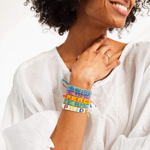 Ubuntu Life Beaded Woven LOVE Bracelet – Handmade Glass Bead Bracelet with Slide Closure, Made from Vegan Materials, Stackable Bracelets for Women and Men in Saudi Arabia