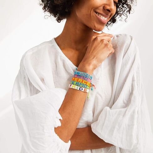 Ubuntu Life Beaded Woven LOVE Bracelet – Handmade Glass Bead Bracelet with Slide Closure, Made from Vegan Materials, Stackable Bracelets for Women and Men in Saudi Arabia