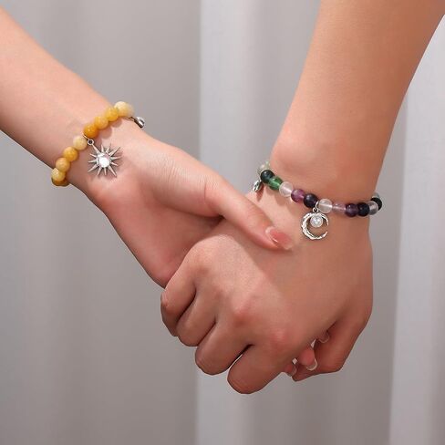 Sun and Moon Friendship Bracelets Matching Bracelets for Couples Cute Handmade Beaded BFF Bracelets for 2 Bracelets Fashion Charm Womens Bracelets Jewelry Gifts in Kuwait