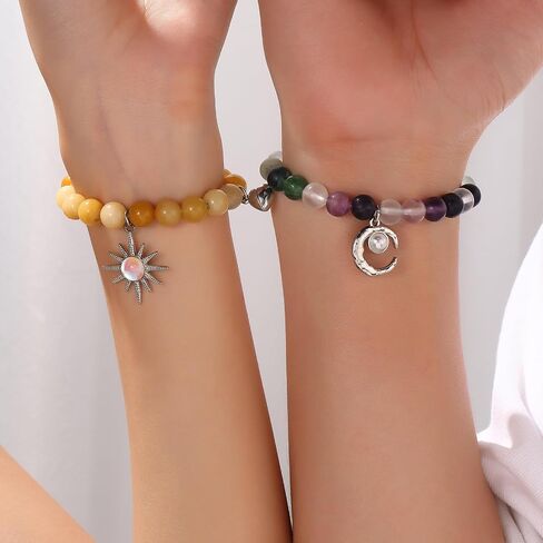Sun and Moon Friendship Bracelets Matching Bracelets for Couples Cute Handmade Beaded BFF Bracelets for 2 Bracelets Fashion Charm Womens Bracelets Jewelry Gifts in Kuwait
