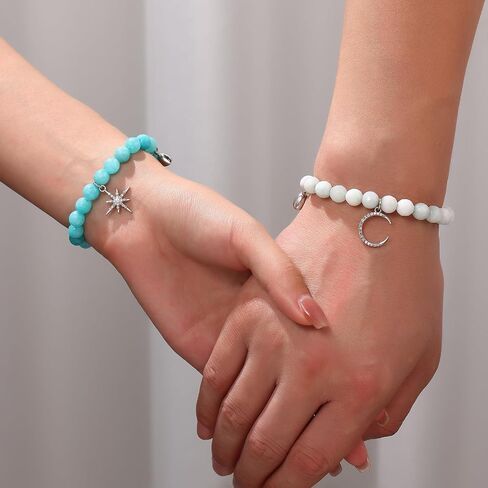 Sun and Moon Friendship Bracelets Matching Bracelets for Couples Cute Handmade Beaded BFF Bracelets for 2 Bracelets Fashion Charm Womens Bracelets Jewelry Gifts in Kuwait