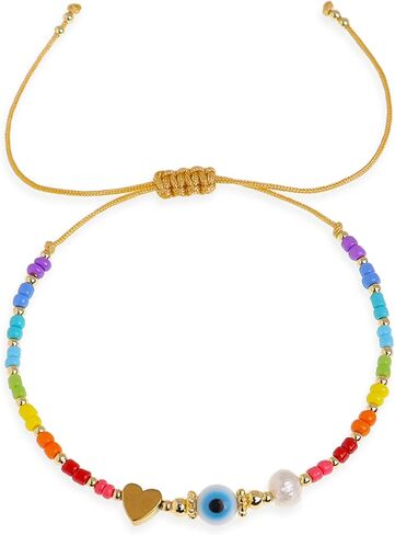 Seed Beads Bracelets for Women, Boho Handmade Adjustable Colorful Beaded Stackable Strand Bracelet Prom Jewelry Gift. in Saudi Arabia