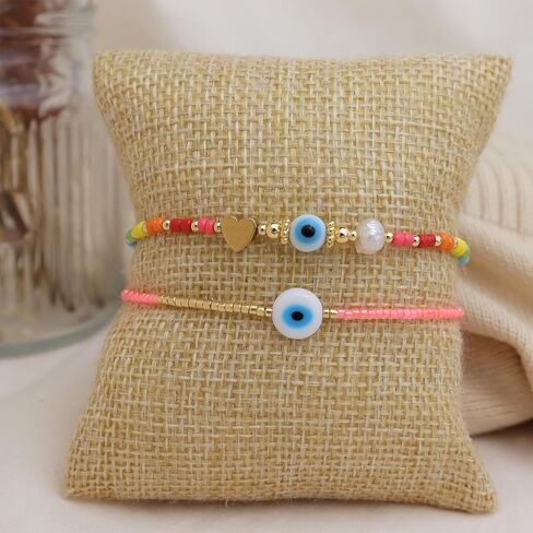 Seed Beads Bracelets for Women, Boho Handmade Adjustable Colorful Beaded Stackable Strand Bracelet Prom Jewelry Gift. in Saudi Arabia
