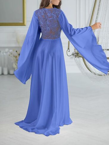 Satin Floor Length Robes for Women Lace Bride Kimono Nightgown Silk Bridesmaid Robes Wedding Party Sleepwear Dress in Kuwait