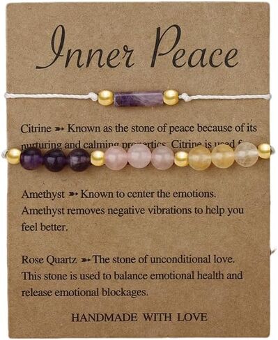 Handmade Chakra Crystal Beaded Bracelet with Wish Card Adjustable Amethyst Tiger Eye Spiritual Anxiety Relief Stone Beaded Braide Bracelet for Women Yoga Meditation Relax Anxiety Jewelry in Saudi Arabia