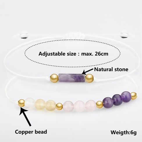 Handmade Chakra Crystal Beaded Bracelet with Wish Card Adjustable Amethyst Tiger Eye Spiritual Anxiety Relief Stone Beaded Braide Bracelet for Women Yoga Meditation Relax Anxiety Jewelry in Saudi Arabia