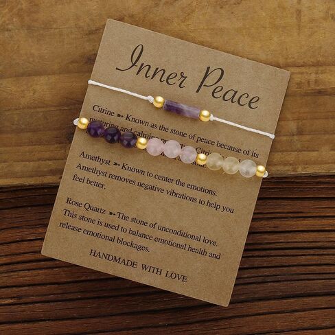 Handmade Chakra Crystal Beaded Bracelet with Wish Card Adjustable Amethyst Tiger Eye Spiritual Anxiety Relief Stone Beaded Braide Bracelet for Women Yoga Meditation Relax Anxiety Jewelry in Saudi Arabia