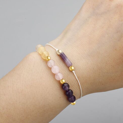Handmade Chakra Crystal Beaded Bracelet with Wish Card Adjustable Amethyst Tiger Eye Spiritual Anxiety Relief Stone Beaded Braide Bracelet for Women Yoga Meditation Relax Anxiety Jewelry in Saudi Arabia