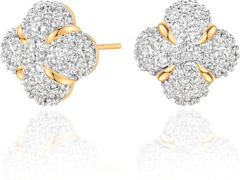 Gold Stud Earrings for Women 14K Gold Plated S925 Sterling Silver Post Hypollergenic Cubic Zirconia Oval Earrings Gold Jewelry in Saudi Arabia