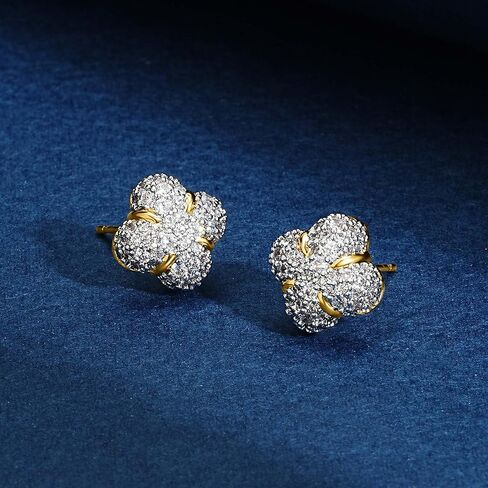 Gold Stud Earrings for Women 14K Gold Plated S925 Sterling Silver Post Hypollergenic Cubic Zirconia Oval Earrings Gold Jewelry in Saudi Arabia