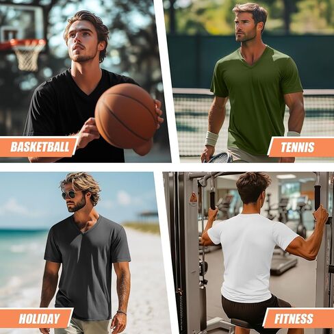 قمصان Neer 4 Pack للرجال الكبير والطويل V العنق القديم غير الرسمي قميص تي شيرت القطن القصير الأكمام بالإضافة إلى قمم الصيف الأساسية قمم أساسية in Kuwait