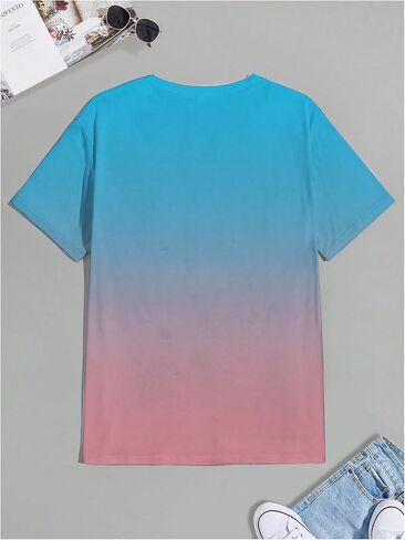 Floerns Men's Summer Streetwear Causal T Shirts Ombre Tropical Print Crewneck Short Sleeve Tee Shirts Tops in Saudi Arabia