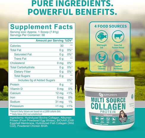 Vanilla Multi Collagen Protein Powder - Hydrolyzed Bovine Collagen Peptides, Albumen Protein, Hydrolyzed Marine Collagen Peptides, Natural Flavors in Saudi Arabia