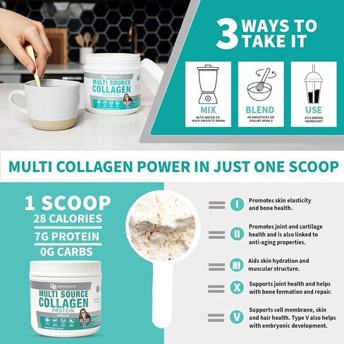 Vanilla Multi Collagen Protein Powder - Hydrolyzed Bovine Collagen Peptides, Albumen Protein, Hydrolyzed Marine Collagen Peptides, Natural Flavors in Saudi Arabia