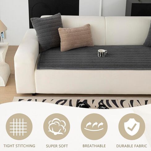 ZQFFB Washable Pet Couch Cover Non-Slip Sofa Covers for Dogs Pet-Friendly Soft Sherpa Dog Couch Protector Mat for Sofa in Kuwait