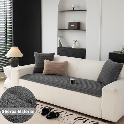 ZQFFB Washable Pet Couch Cover Non-Slip Sofa Covers for Dogs Pet-Friendly Soft Sherpa Dog Couch Protector Mat for Sofa in Kuwait