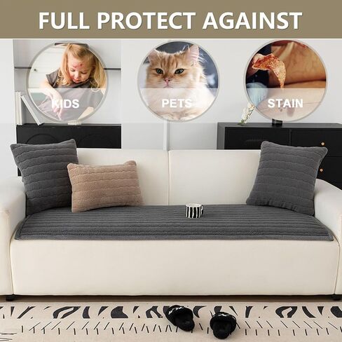 ZQFFB Washable Pet Couch Cover Non-Slip Sofa Covers for Dogs Pet-Friendly Soft Sherpa Dog Couch Protector Mat for Sofa in Kuwait
