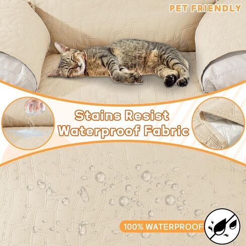 XINEAGE 100% Waterproof Recliner Chair Covers with Elastic Straps, Nonslip Reclining Couch Covers Washable Recliner Couch Cover with Pockets Furniture Protector for Pets Dogs (Coffee, 23") in Kuwait