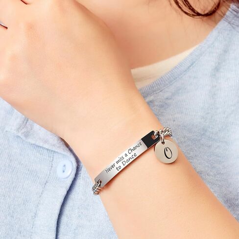 Eilygen Dancer Gift Dance Bracelet Bangle Never Miss a Chance to Dance Initial Stainless Steel Bracelet for Dancer in Saudi Arabia