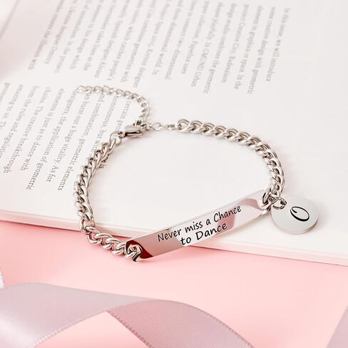 Eilygen Dancer Gift Dance Bracelet Bangle Never Miss a Chance to Dance Initial Stainless Steel Bracelet for Dancer in Saudi Arabia