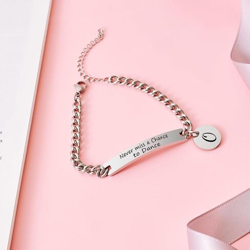 Eilygen Dancer Gift Dance Bracelet Bangle Never Miss a Chance to Dance Initial Stainless Steel Bracelet for Dancer in Saudi Arabia