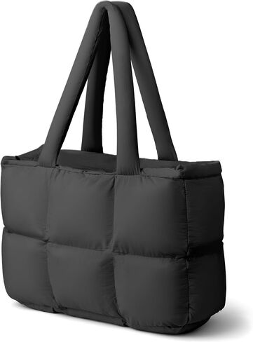 Puffer Tote Bag for Women, Large Quilted Puffy Handbag Lightweight Satchel Purse for Work Travel Gym Shop in Saudi Arabia
