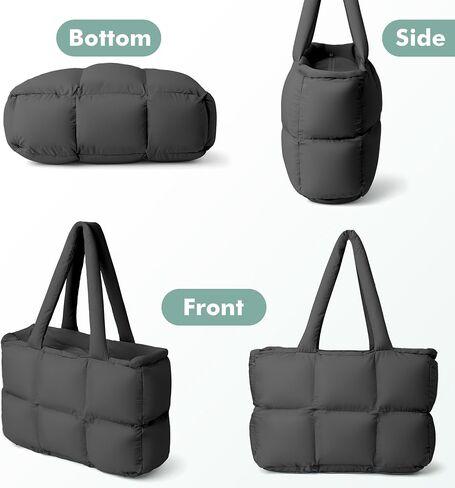 Puffer Tote Bag for Women, Large Quilted Puffy Handbag Lightweight Satchel Purse for Work Travel Gym Shop in Saudi Arabia