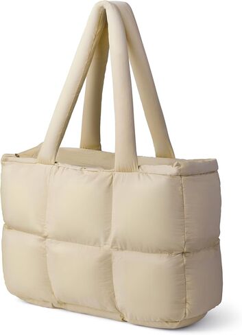 Puffer Tote Bag for Women, Large Quilted Puffy Handbag Lightweight Satchel Purse for Work Travel Gym Shop in Saudi Arabia