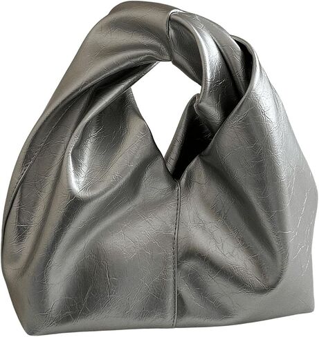 GORGLITTER Women's Clutch Bags Metallic Twist Ruched Top Handle Bag PU Leather Handbags in Saudi Arabia